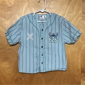 Disney Blue Button Down Shirt with Stitch Design